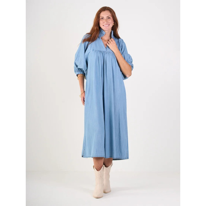 Emily Mccarthy Stella Midi Dress in Denim