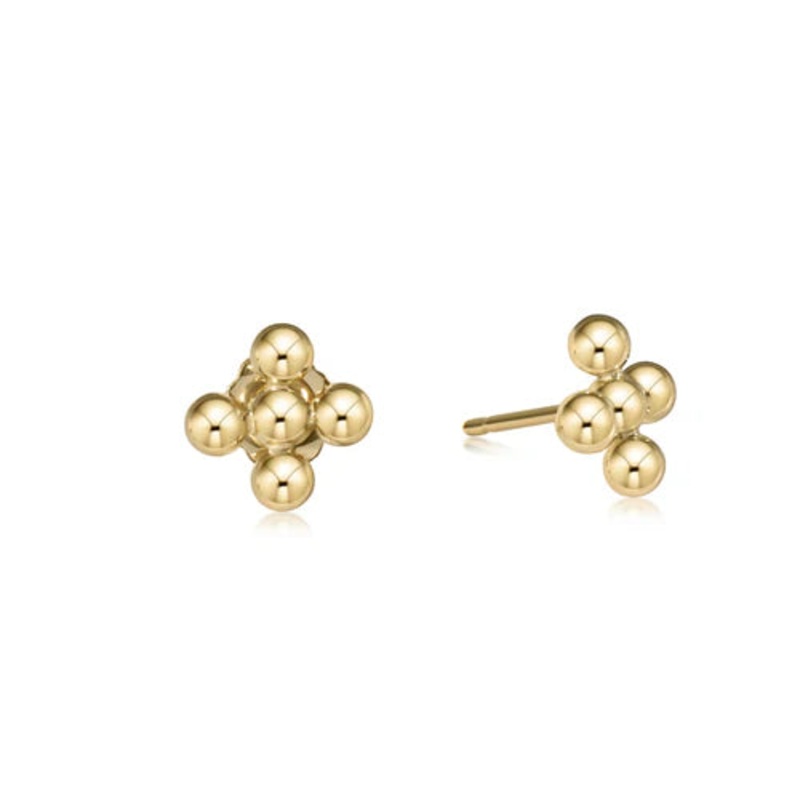 Enewton Classic Beaded Signature Cross Stud- 3mm Bead Gold