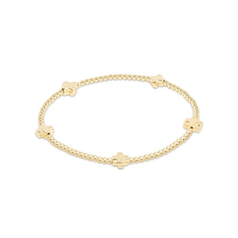 Enewton Egirl Signature Cross Small Gold Pattern 2mm Bead Bracelet- Gold