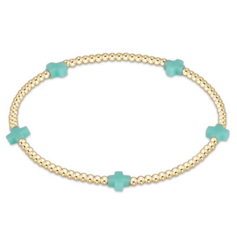 Enewton Egirl Signature Cross Small Gold Pattern 2mm Bead Bracelet- Mint