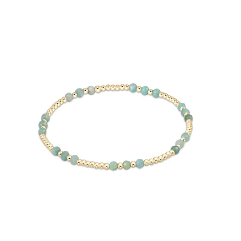 Enewton Gemstone Gold Joy Pattern 3mm Bead Bracelet- Amazonite