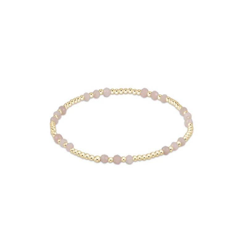 Enewton Gemstone Gold Joy Pattern 3mm Bead Bracelet- Pink Opal