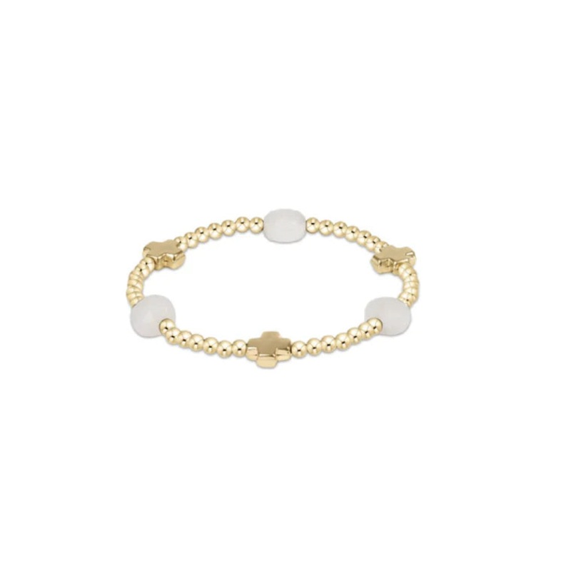 Enewton Signature Cross Admire Gold Pattern 3mm Bead Bracelet- Moonstone