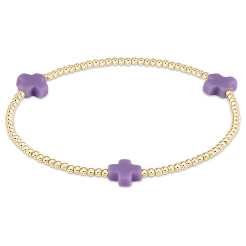 Enewton Signature Cross Gold Pattern 2mm Bead Bracelet- Purple