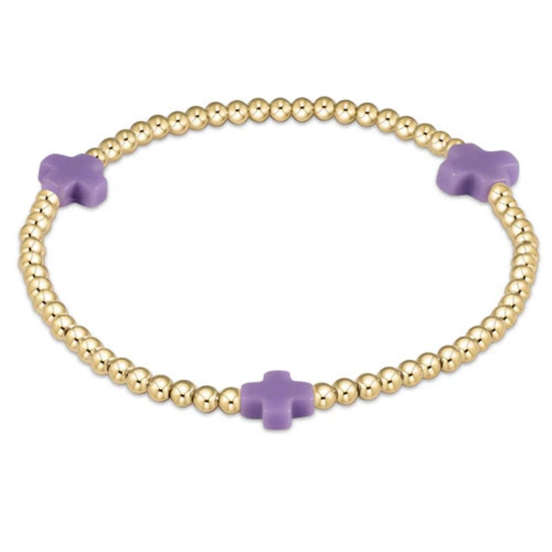 Enewton Signature Cross Gold Pattern 3mm Bead Bracelet- Purple