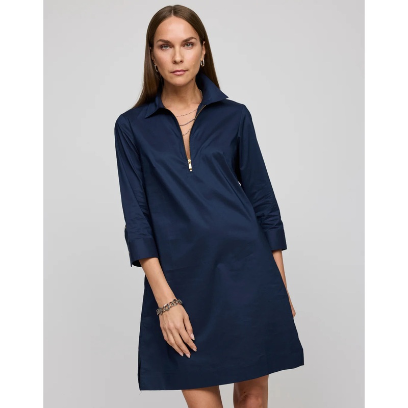 Hinson Wu Alessa 3/4 Sleeve Dress in Navy
