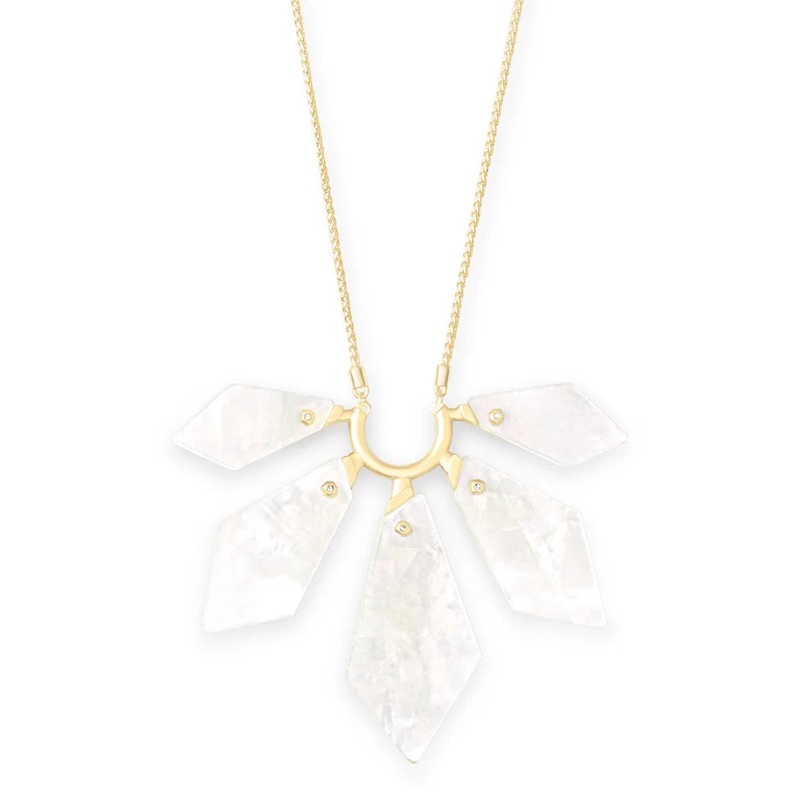 Kendra Scott Mari Long Pendant Necklace in Gold Ivory Mother of Pearl