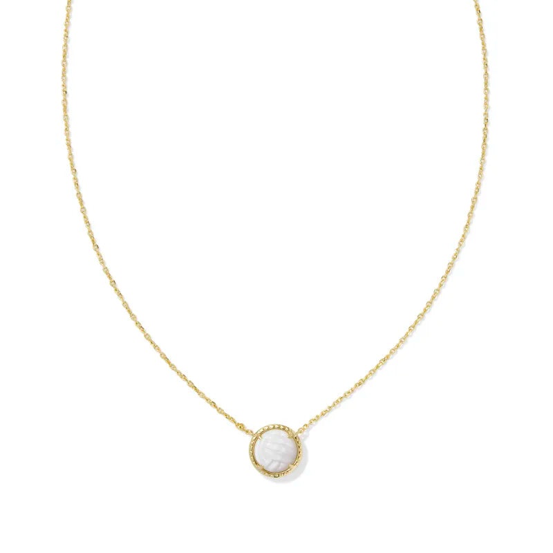 Kendra Scott Volleyball Pendant Necklace in Gold White Mother of Pearl