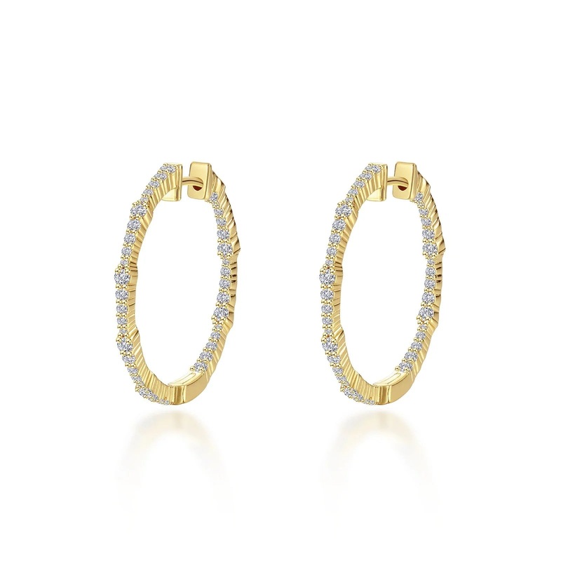 Lafonn Bamboo Inside Out 30mm Hoop Earrings