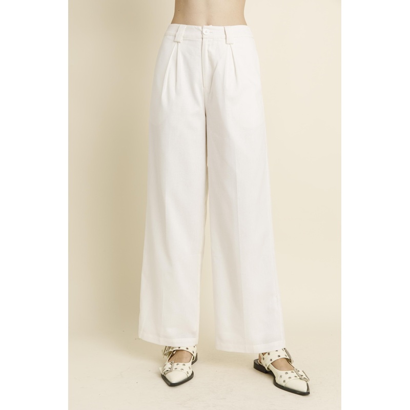 Linen Full Length Pant in Ivory