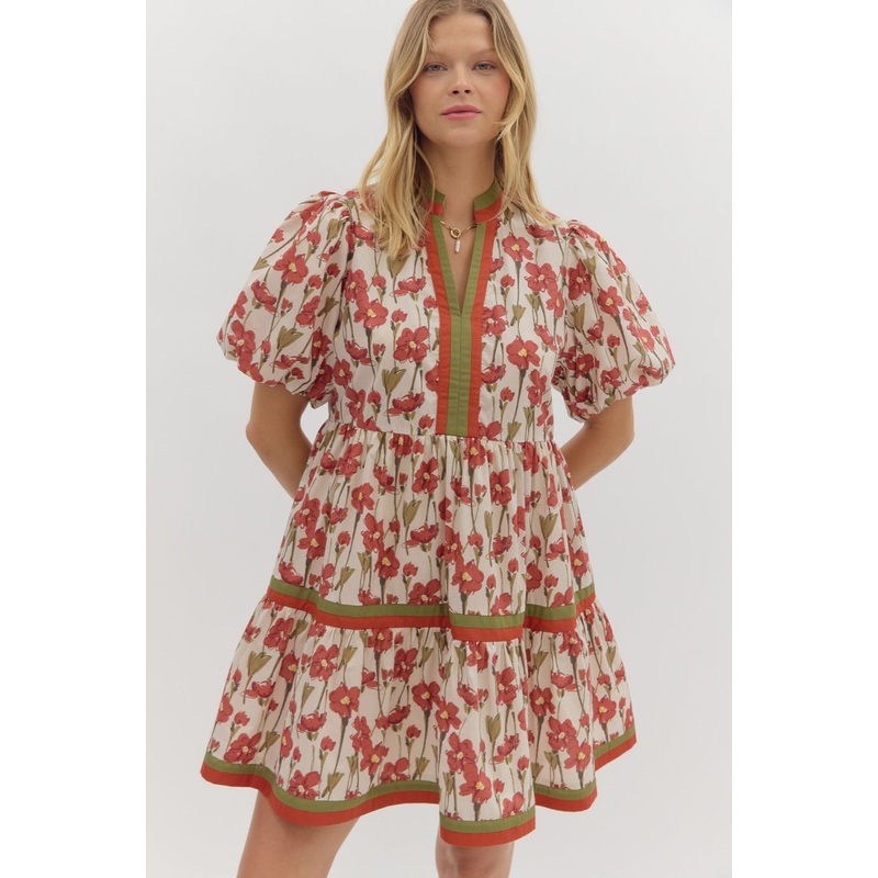 Anything Goes Rust Floral Dress