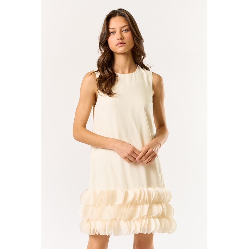 Cream Petal Sleeveless Midi Dress