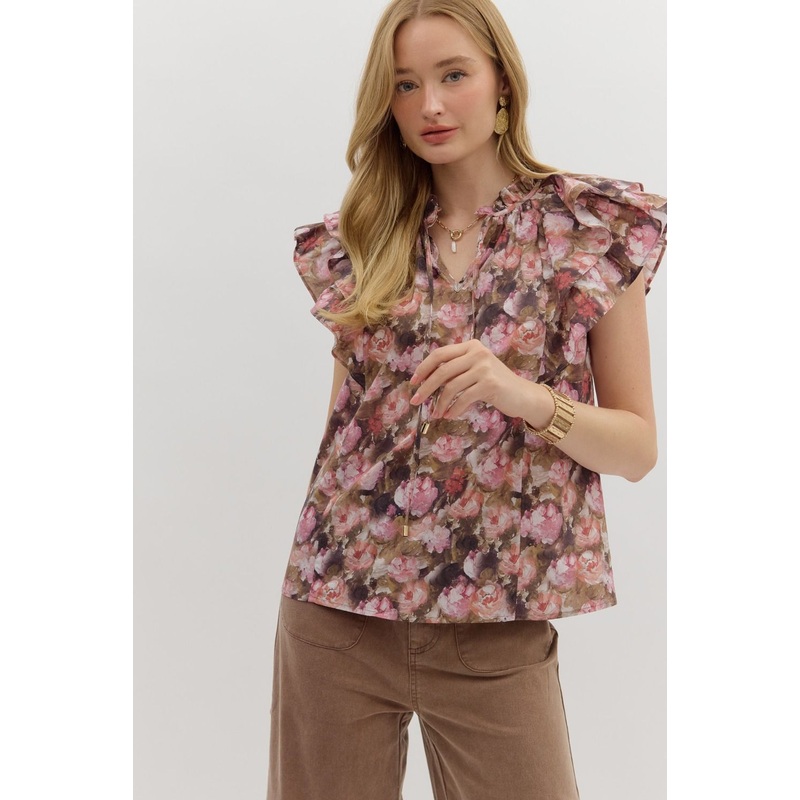 Day By Day Floral Top in Mauve