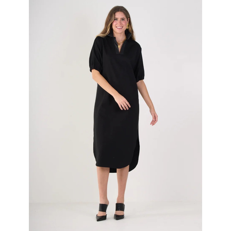 Emily Mccarthy Poppy Caftan in Black Ponte