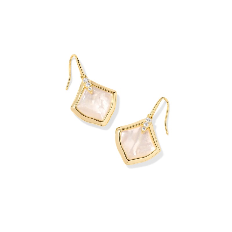 Kendra Scott Joelle Gold Drop Earrings in Ivory Mother-of-Pearl