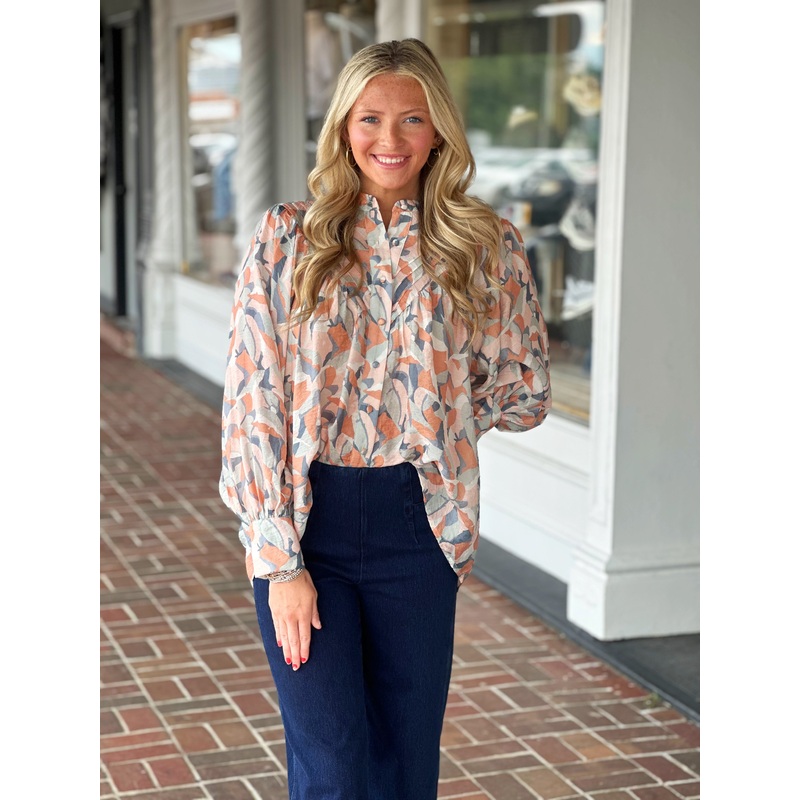 Peach Blush Printed Long Sleeve Shirt