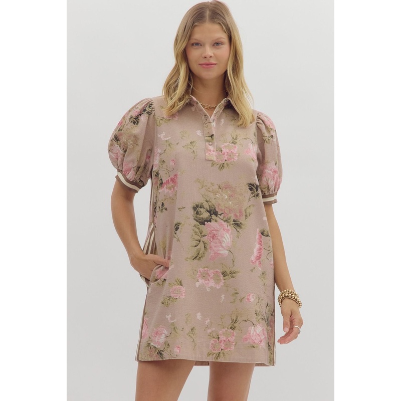 Take It Easy Brown Floral Mini Dress