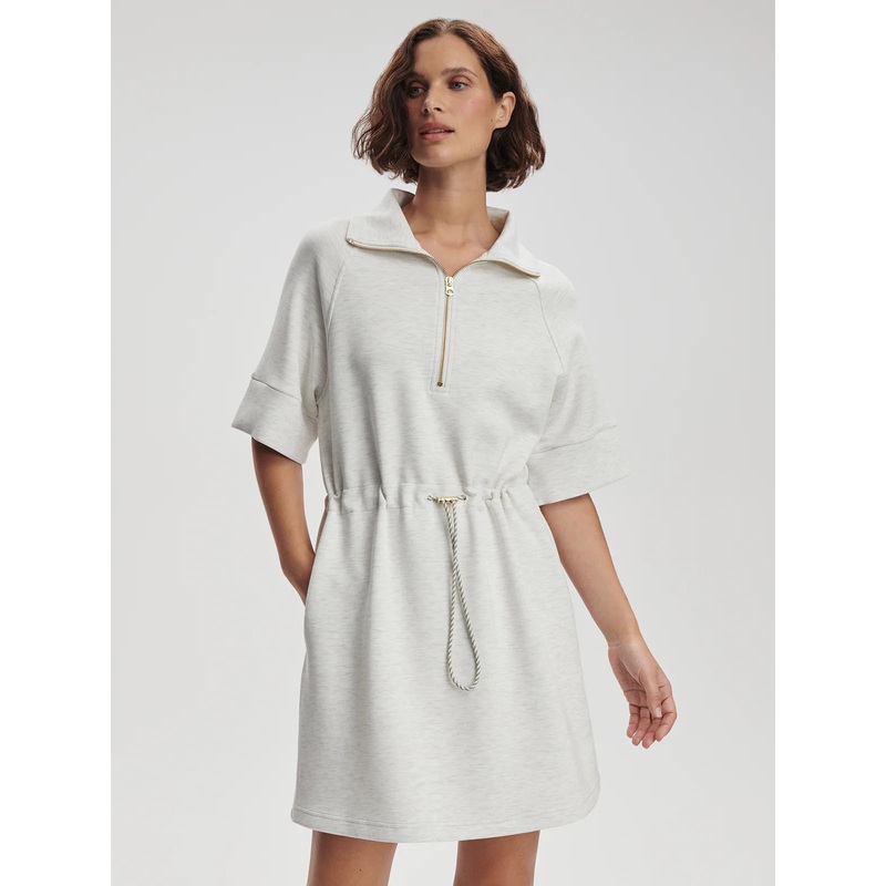 Varley Paisley Half-Zip Dress in Ivory Marl