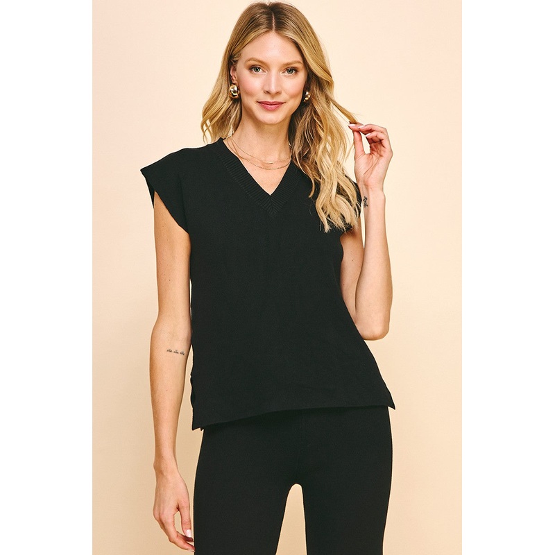 Black V-neck Sweater Vest|S|M|L