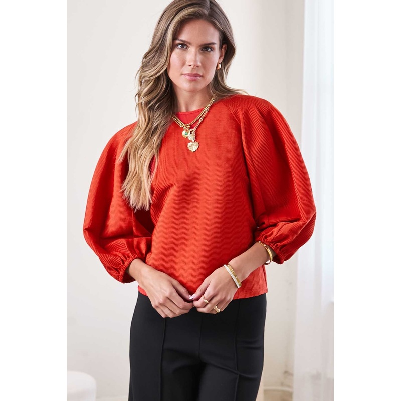 Bubble Sleeve Red Top|XS|S|M|L