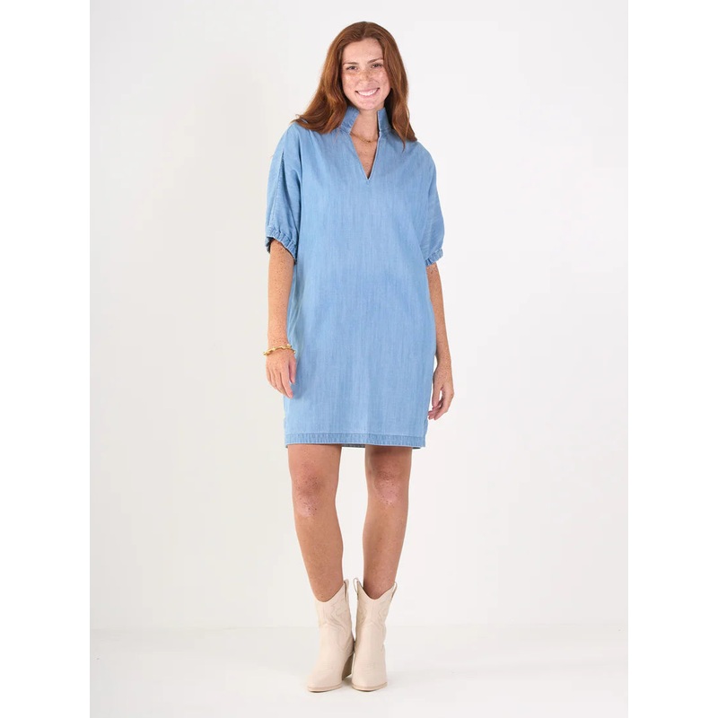 Emily Mccarthy Poppy Dress in Denim Chambray
