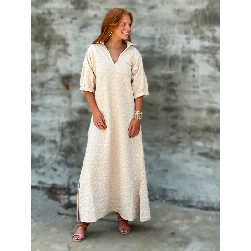 Emily Mccarthy Poppy Maxi Dress in Sandstone Cheetah