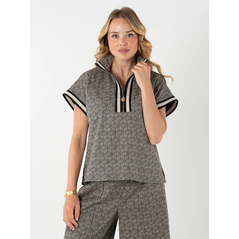 Emily Mccarthy Poppy Pullover in Black Tonal Monogram