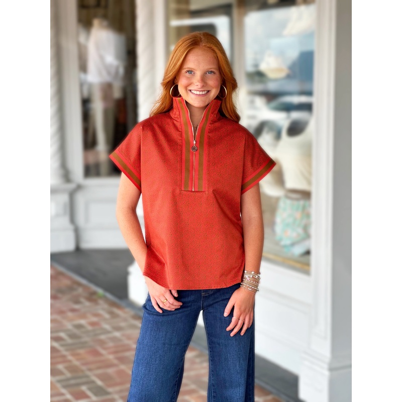 Emily Mccarthy Poppy Pullover in Red Tonal Monogram