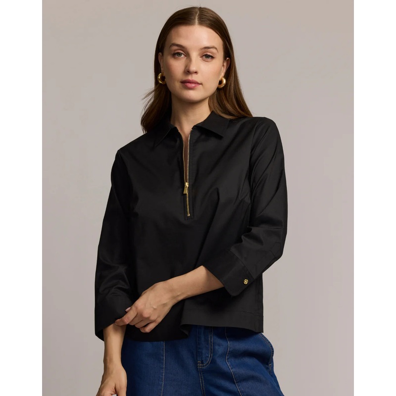 Hinson Wu Alessa 3/4 Sleeve Shirt in Black