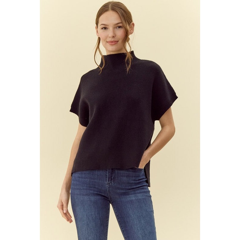 New To This Black Sleeveless Sweater Top