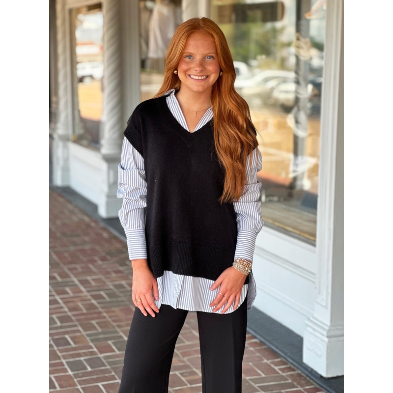 On The Move Black Stripe Sweater