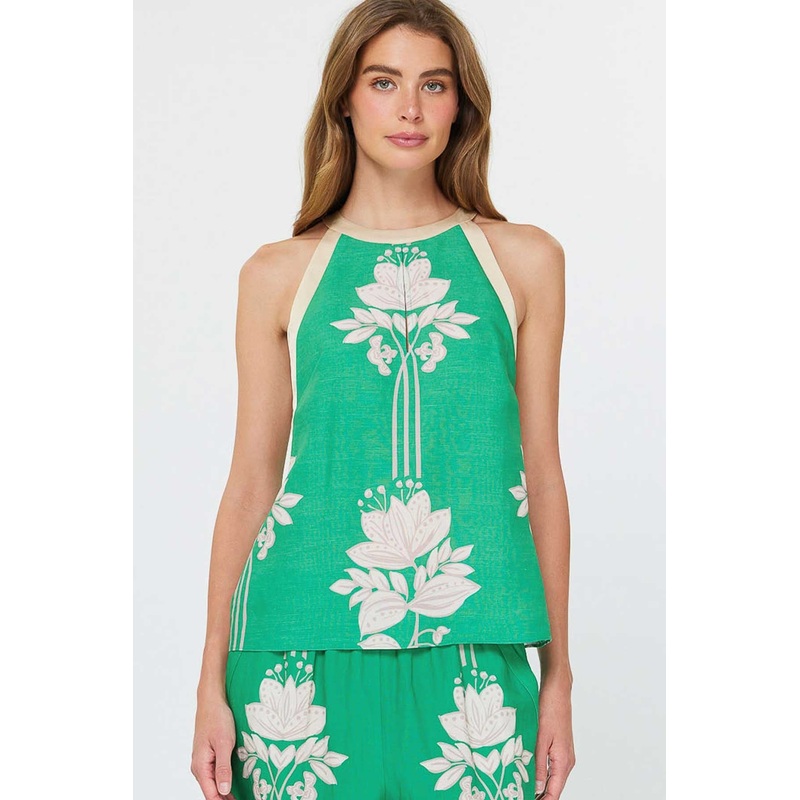 Sleeveless Green Floral Top|XS|S|M|L