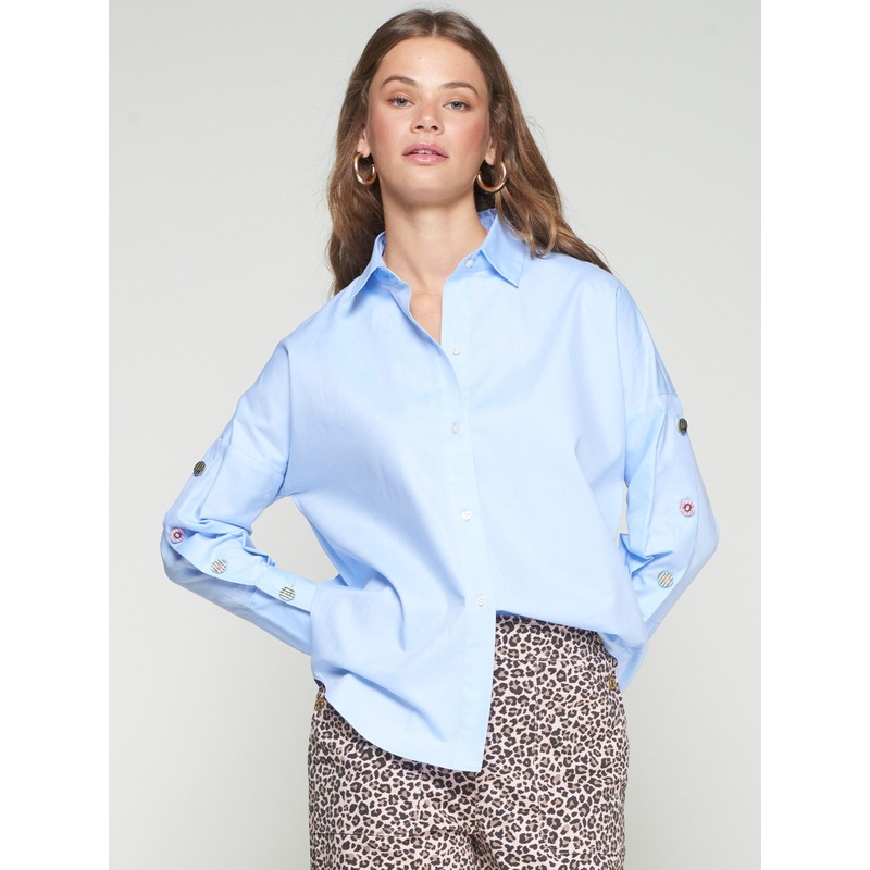 Vilagallo Mikaela Button Down Shirt in Blue