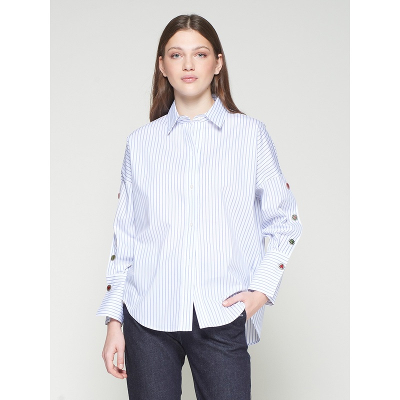 Vilagallo Mikaela Button Down Shirt in White