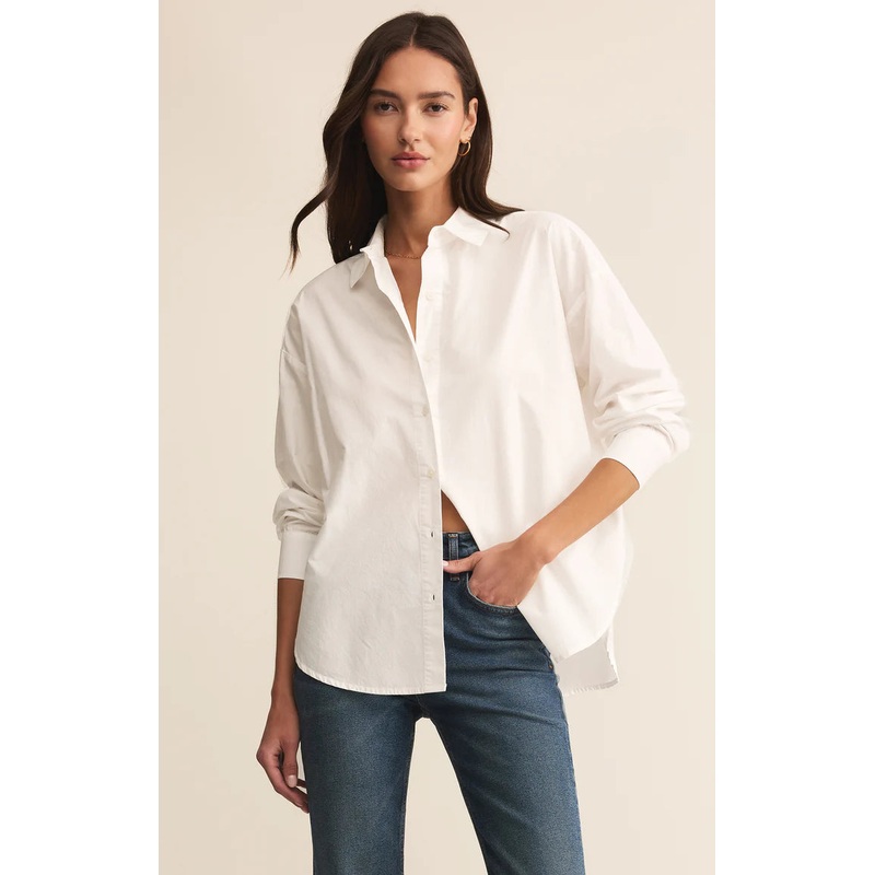 Z Supply Elevated Poplin Button Up in White