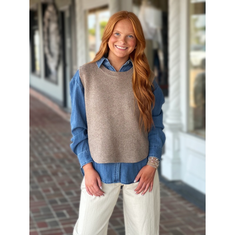 Better Together Brown Sleeveless Sweater