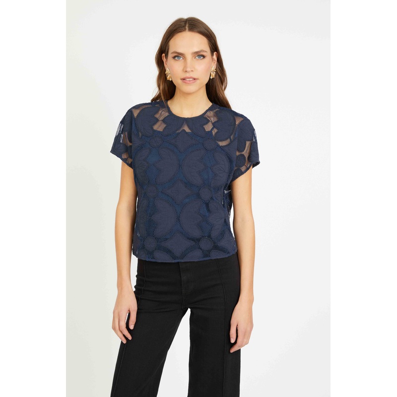 Carmen Top in Navy Lace|S|M|L