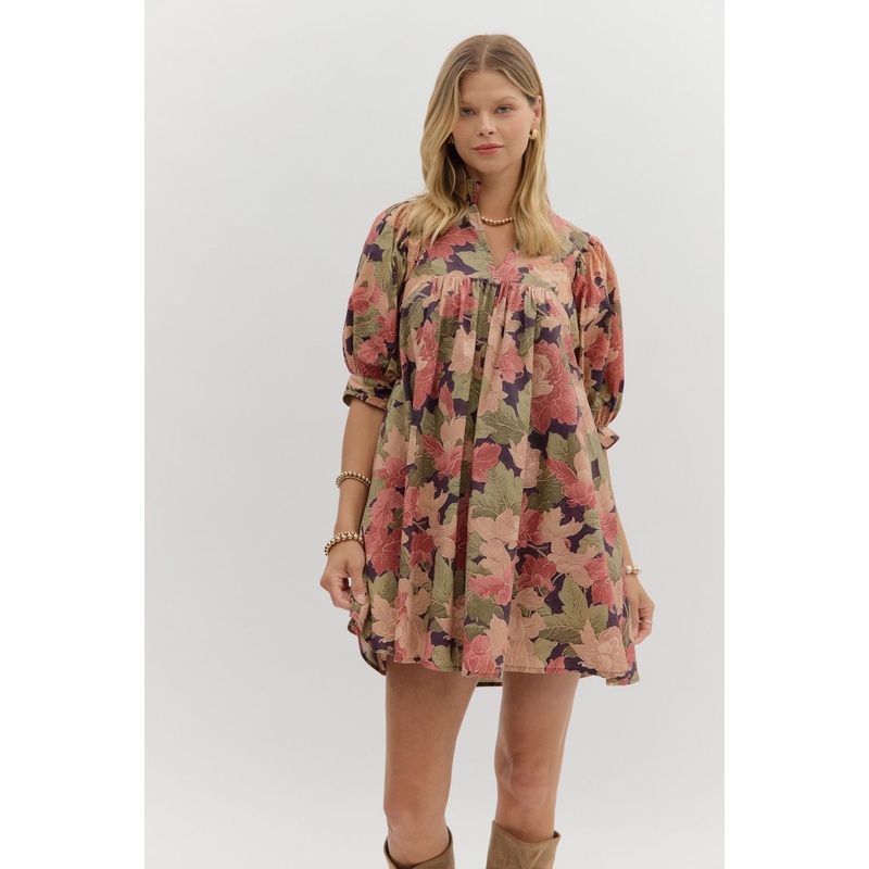 Every Moment Matters Brown Floral Dress