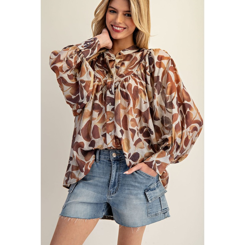 Face The World Brown Top|S|M|L