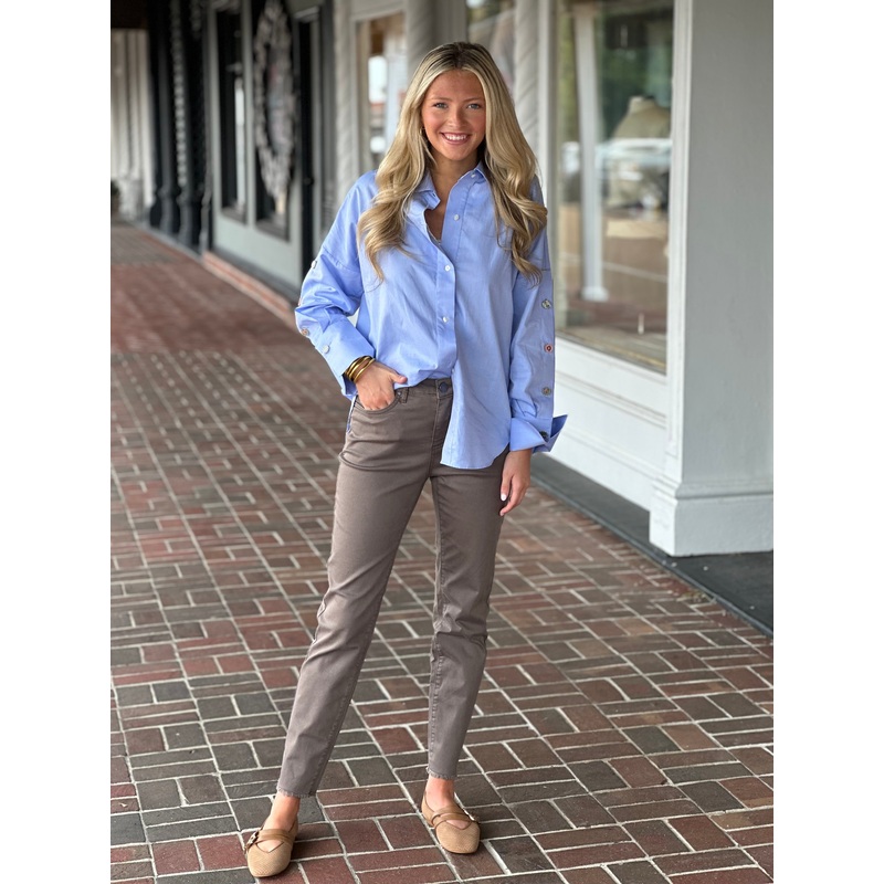 French Dressing Olivia Slim Ankle Jeans in Taupe