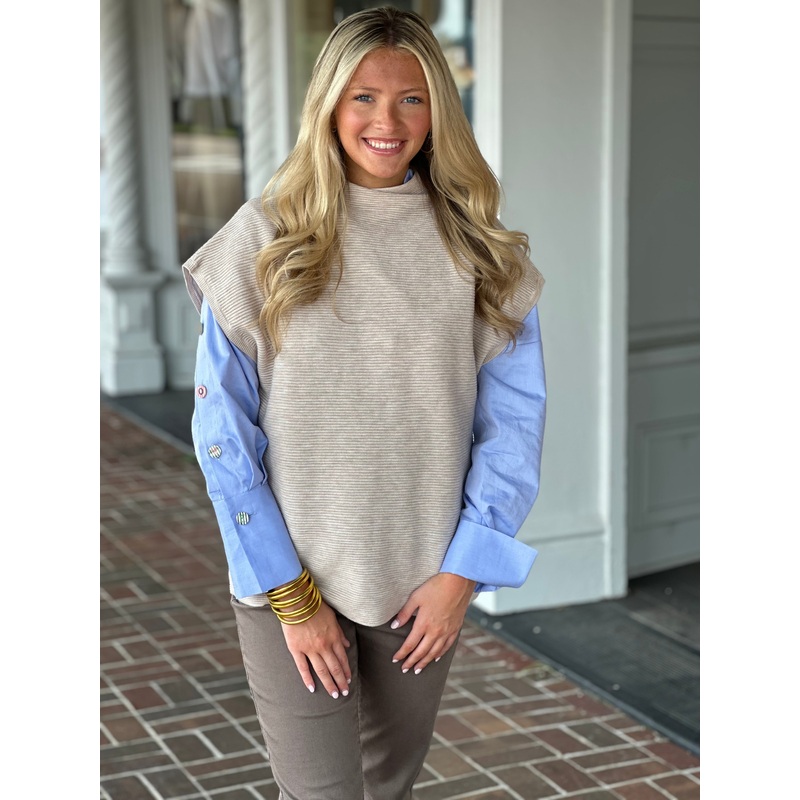 French Dressing Ottoman Cap Sleeve Sweater in Oat