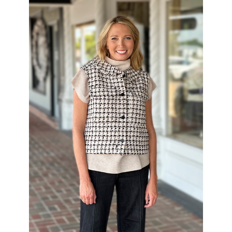 French Dressing Tweed Vest in Ivory/Black