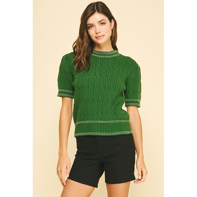 Green Short Sleeve Sweater|S|M|L