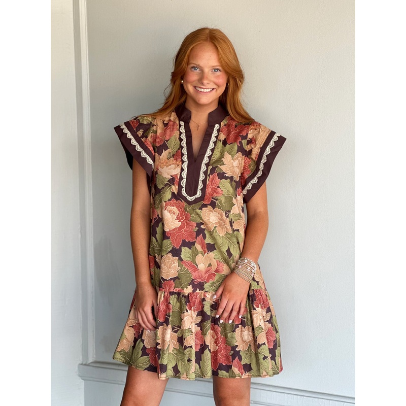 Just Do It For You Brown Floral Mini Dress