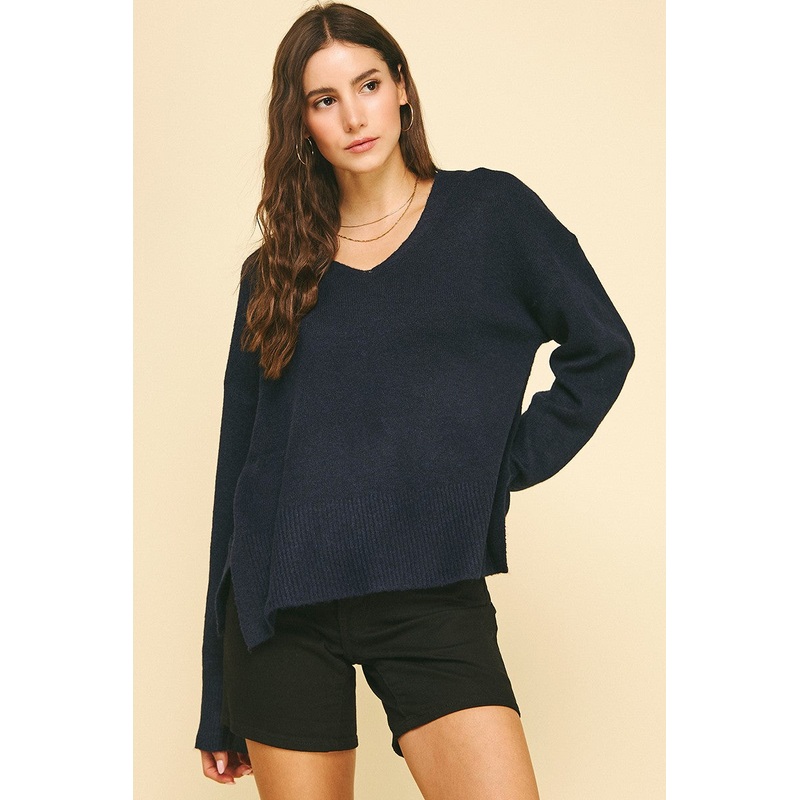 Navy V-neck Sweater|S|M|L