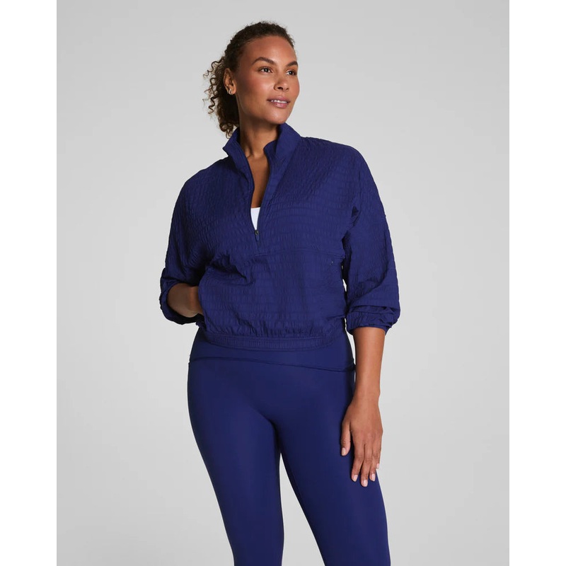 SPANX Get Moving Textured Half Zip in Midnight Iris