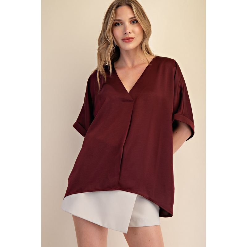 Take Me Places Top in Burgundy