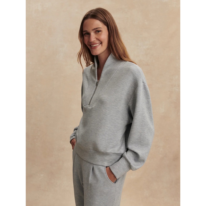 Varley Davidson Sweat in Mid Blue Marl