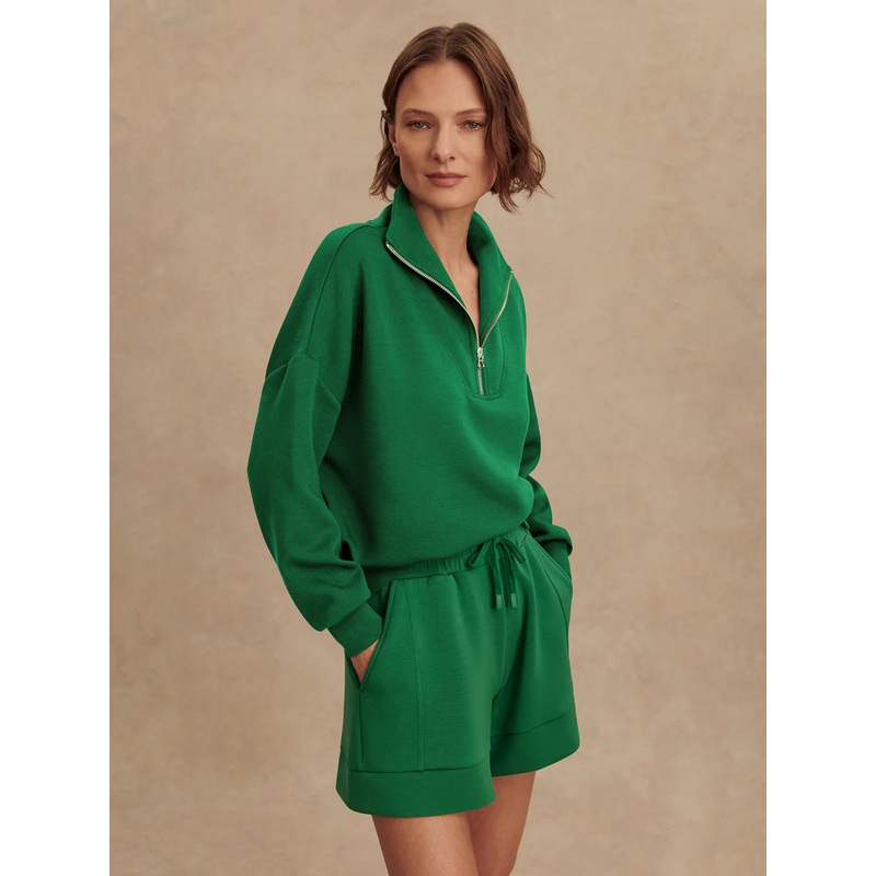 Varley Hawley Half-Zip Sweat in Verdant Green