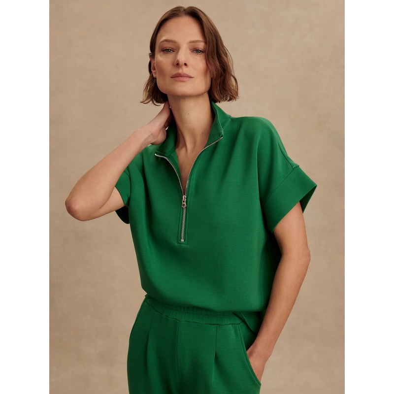 Varley Ritchie Short Sleeve Sweat in Verdant Green